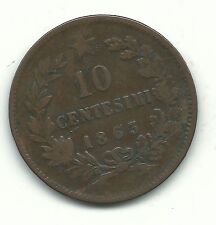 Very Nice Better Grade 1863 10 Centesimi Italy Coin-Vittorio Emanuele Ii-Dec682