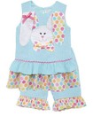 Rare Editions NEW Blue Baby Girl's 6 Months Polka-Dot Plaid Bunny Set $30 #756