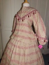 Victorian Attire Civil War Costume 2pc Day Dress 34-36" W Linen Pink Attire New