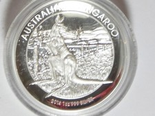2014 Australia Kangaroo High Relief 1 oz. Silver Proof Low Serial w/box & Coa