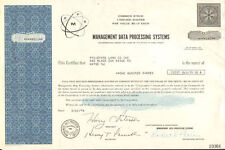 Management Data Processing Systems 1960s 1970s New Jersey stock certificate