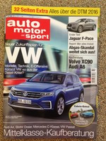 Auto Motor Sport AMS Heft 10/2016 VW Jaguar F-Pace Mercedes SL Porsche 911 Volvo