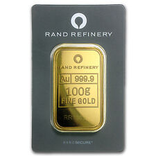 100 gram Gold Bar - Rand Refinery - Mirage (In Assay) - Sku #91443