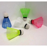 Badminton Bälle / Federball, 5 tlg. farbig, bunt, Hobby Feder Spiel Sport Ball