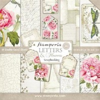 1 Set Scrapbooking Papier 30 x 30 cm letters and flowers