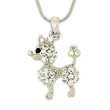 Poodle W Swarovski Crystal Dog Puppy Pet Clear New Pendant Necklace 18" Chain