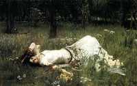 Ophelia Shakespeare Märtyrerin Hamlet Schwalben Blumenwiese Waterhouse A3 10