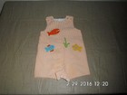 Infant Boy 12 Mo Bailey Boys Jon Jon Orange Striped Seersucker Fish Applique EUC
