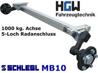1000 kg. Achse für Anhänger-  AM: 1200 mm  AS: 5*112 - Schlegl MB10 Laufachse