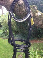 Luxus Trense Shirley von HKM, Lackleder und syn Diamanten, schwarz, UVP 69