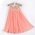 Girl Kids Baby Toddler Chiffon Sequin Pleated Dress Outfit Clothes 2-3Y Pink 