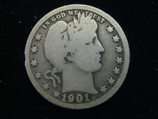 1901 Us Barber Quarter 25 Cent Coin