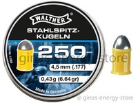 250 Walther Stahlspitzkopf Diabolos 4,5mm Spitzkopf Luftgewehr Luftpistole