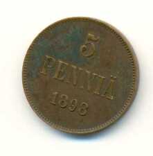 Finland Under Russia Nicholas Ii 5 Pennia 1898 Xf/Au