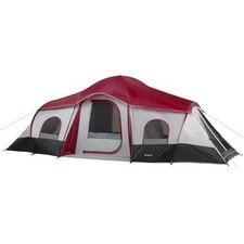 Ozark Trail 10-Person 3-Room Cabin Tent Red 20' x 10' with E-port, Mud Mat