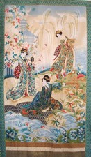 Imperial Collection 12 Geisha Asian Metallic Vintage Robert Kaufman Fabric Panel