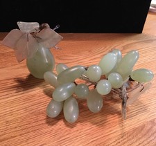 Vintage Carved Stone Alabaster Jade Grape Cluster And Pear?