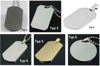 Anhänger Edelstahl Platte Gravur Dog Tag Verschiedene Typen NEU