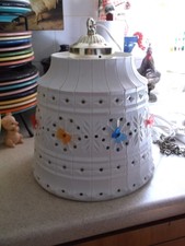 Vintage Retro Lawnware Lamp with Butterflies and Beads 13 1/2 inches tall