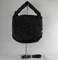 MC Strass Steine Glitzer Trend Schultertasche Handtasche Schwarz Tasche  Shopper