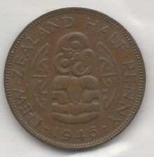 New Zealand, 1946, 1/2 Penny, Bronze, Km#12, Extra Fine