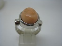 Ring Koralle 925 Sterlingsilber apricotfarben  56