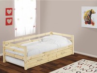 Bett mit Bettkasten Aedan - Ausziehbar - 90x190cm - Naturfarben