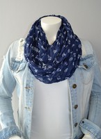 Damen Tuch Schal Loop Halstuch Anker Maritim Blau Weiß Neu!