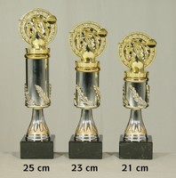 3 gold / silberfarbene Dart Pokal/Trophäen 25 - 23 - 21 cm eischl. Text 