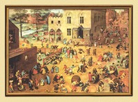 MALER PIETER BRUEGEL D.Ä. KINDERSPIELE Faksimile auf LEINWAND im GOLDRAHMEN 15