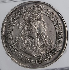 Hungary 1691 Leopold Hogmouth Broad Silver Thaler Ngc Au