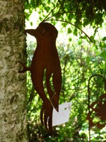 Edelrost Vogel Specht kl Dekoration Metall Rost Baum Stamm Garten Deko Terrasse 