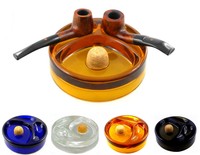 Pfeifenaschenbecher aus massivem Glas mit 2 Ablagen-   in 4 versch. Farben