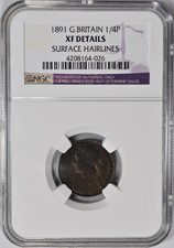 1891 1/4P Farthing Great Britain Ngc Xf-Details Coin