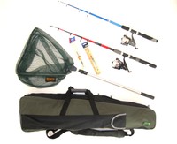 Angelset Komplettset  Rollen  Ruten  Zubehör Kescher Rutentasche Posen  2 N