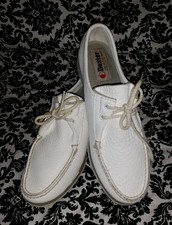 Dexter Vtg 80's Leather Shoes White Step into Good Health Bowling Shoe Sz 8M