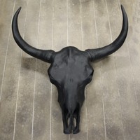 XXL 66 cm Deko Bullenschädel Schädel Stierkopf Skulptur Geweih Bulle schwarz