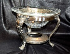 New listing
Vintage Ornate Silverplate Chaffing Dish Frame Only 4" x 8" w/ Crackle Bowl Nice