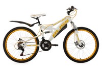 JUGENDFAHRRAD 24" FULLY MOUNTAINBIKE 18 GÄNGE „BLISS“ WEISS-GELB KS CYCLING 641K