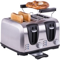 1 bis 4 Scheiben Toaster Edelstahl, Toastautomat, Brötchenaufsatz, Krümelfach