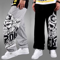 Hip Hop Herren Hose Trainingshose Jogginghose Sporthose Fitness Schwarz/Grau 