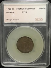 1739 H French Colonies Breen 474 F 24Den