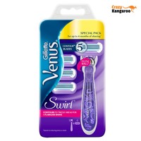 4 x Gillette Venus Swirl Flexiball Rasierklingen + Gratis Rasierer für Frauen