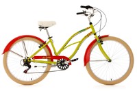 BEACHCRUISER 26" CRUISER FAHRRAD DAMEN 6 GANG HONOLULU GRÜN-ROT 760B