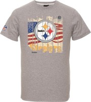 NFL Football T-Shirt PITTSBURGH STEELERS grau USA Flagge von Majestic