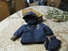 Rothschild La Petite Baby Boys 6-9 Months Navy Blue Coat w/Hood& Matching Mitten