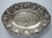 Antike, Prachtvolle 800er Silberschale, Putten Dekor, Deutsch