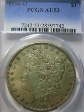 1896-O Morgan Silver Dollar, Certified Pcgs Au-53