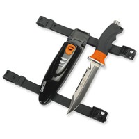 Cressi Tauchmesser Borg orange mit Leinencutter, 140 mm Klingenlänge