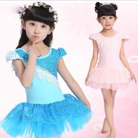 Mädchen Kinder Ballettanzug Ballettkleid Tütü Tanzkleid Ballett Trikot Rosa/Blau